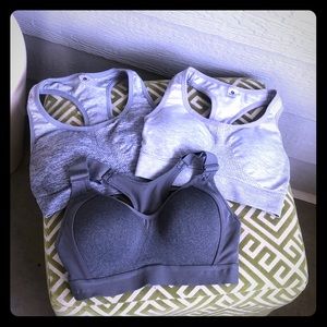 Lot of three sports bras, grey, size small